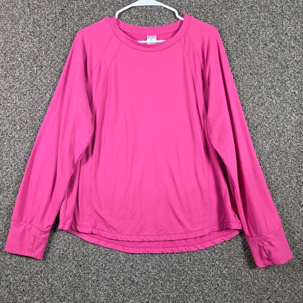 Member's Mark Long Sleeve Tee Womens XXL Pink Brushed Raglan Thumbhole